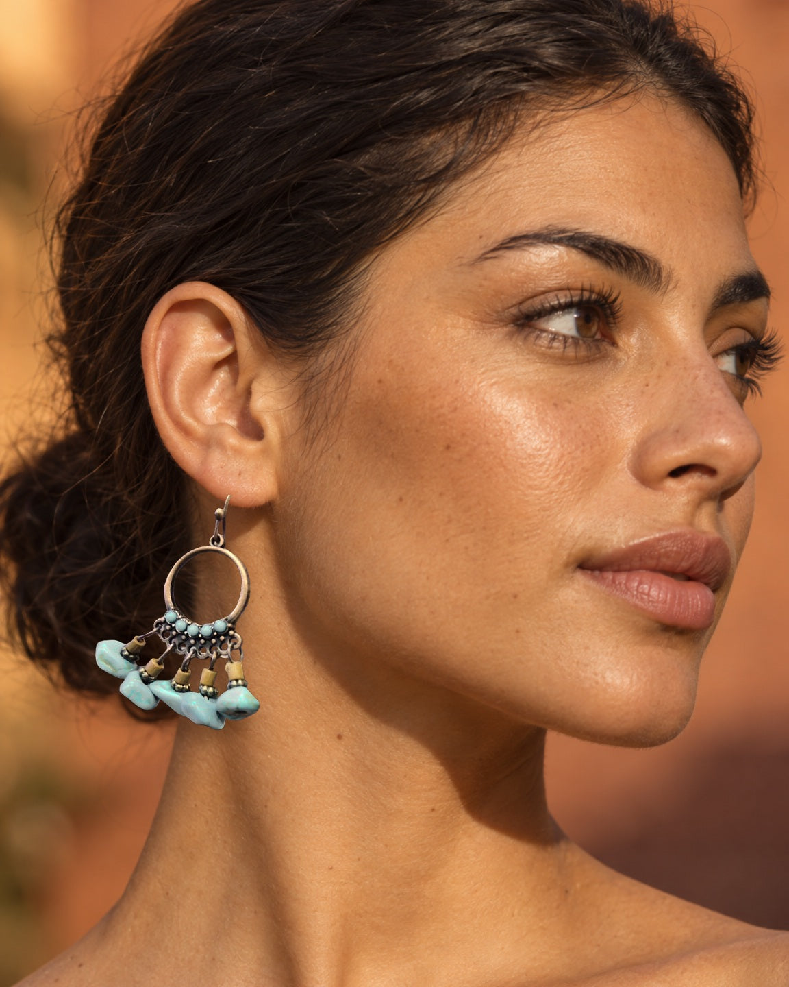 Boucles d'oreilles Inkao Anneaux turquoise — Photo 2