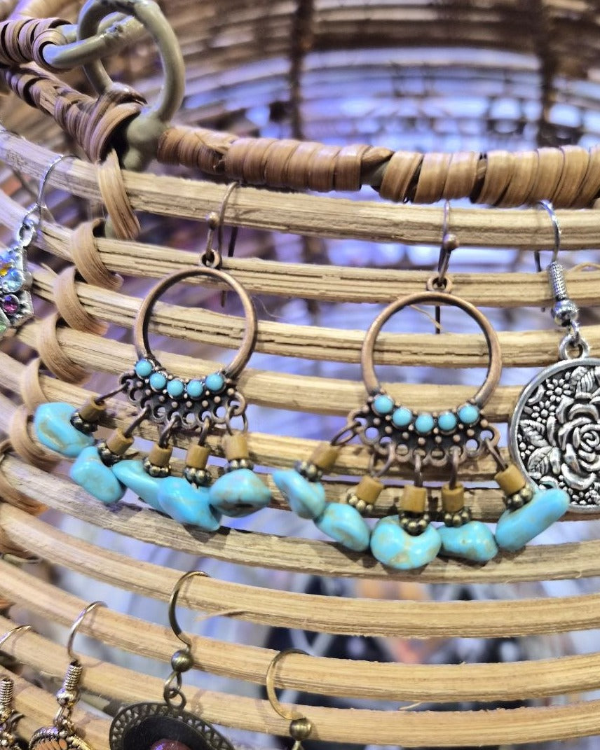 Boucles d'oreilles Inkao Anneaux turquoise — Photo 3
