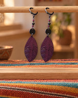 Boucles d'oreilles Inkao – Feuilles bordeaux