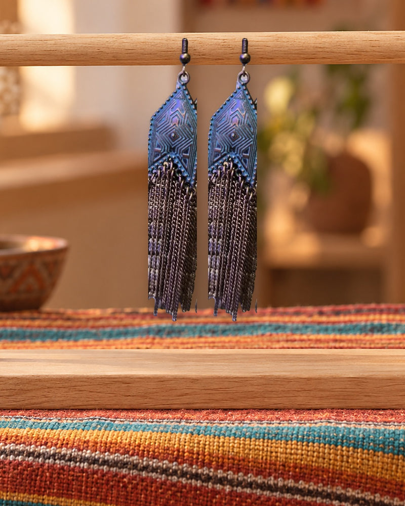 Boucles d'oreilles Inkao Franges de chaînes bronze