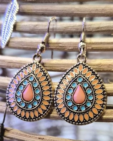 Boucles d'oreilles Inkao Gouttes corail — Photo 3