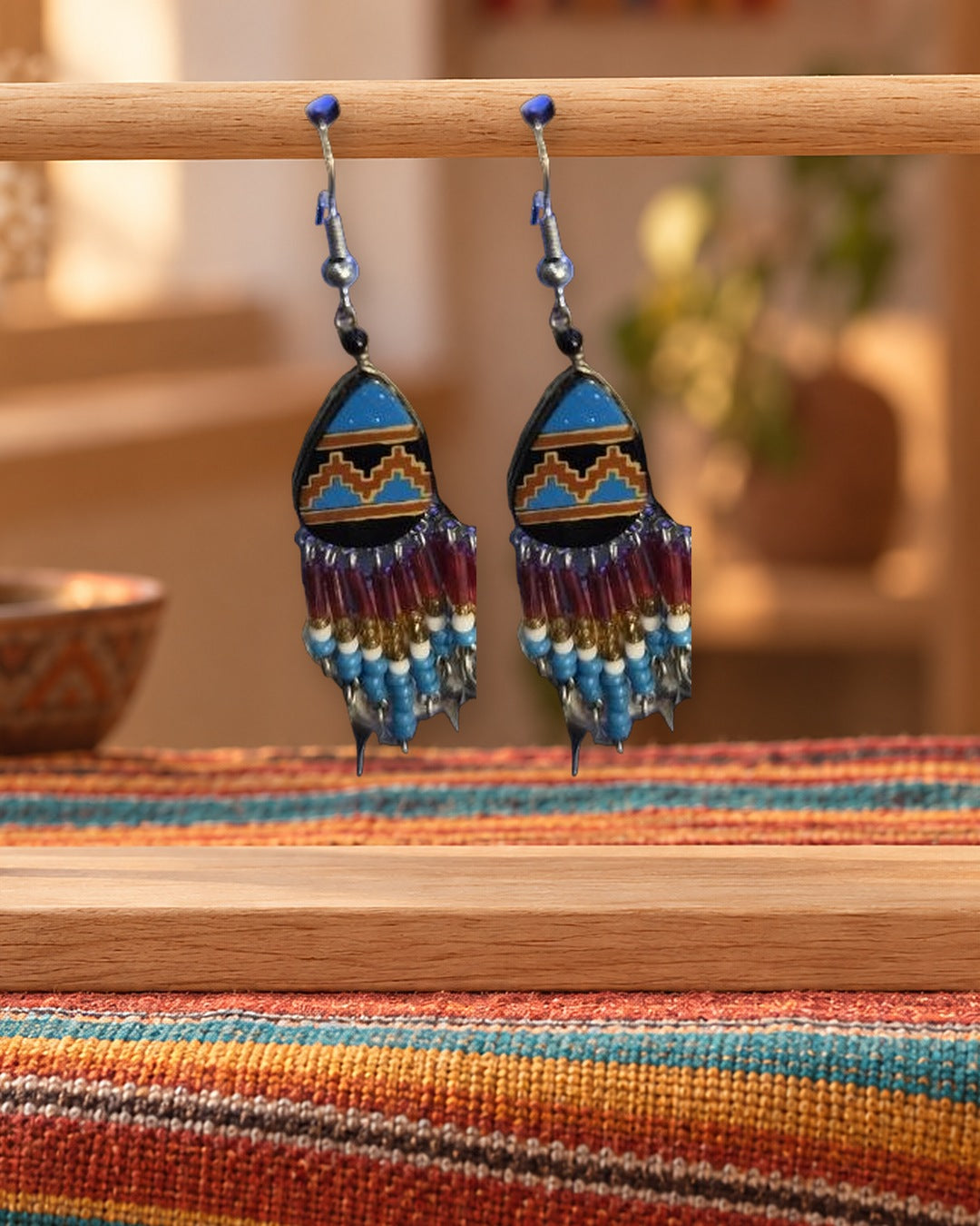 Boucles d'oreilles Inkao Peintes orange et bleu — Photo 1