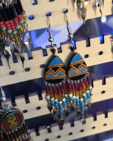 Boucles d'oreilles Inkao Peintes orange et bleu — Photo 3