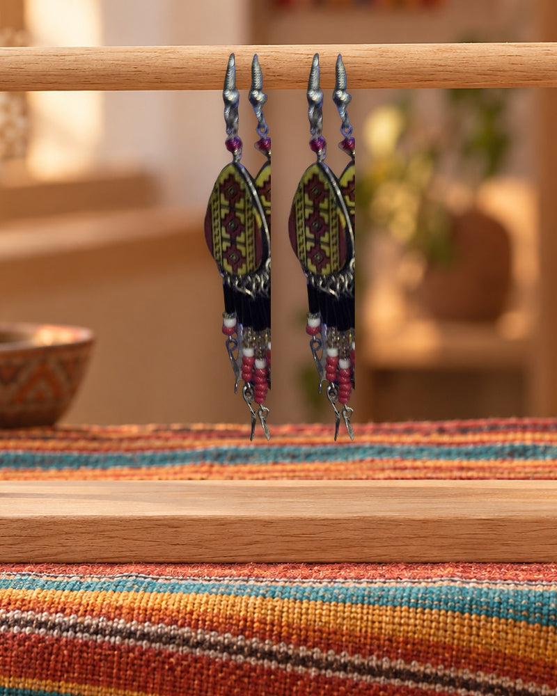 Boucles d'oreilles Inkao Peintes rouge et ocre
