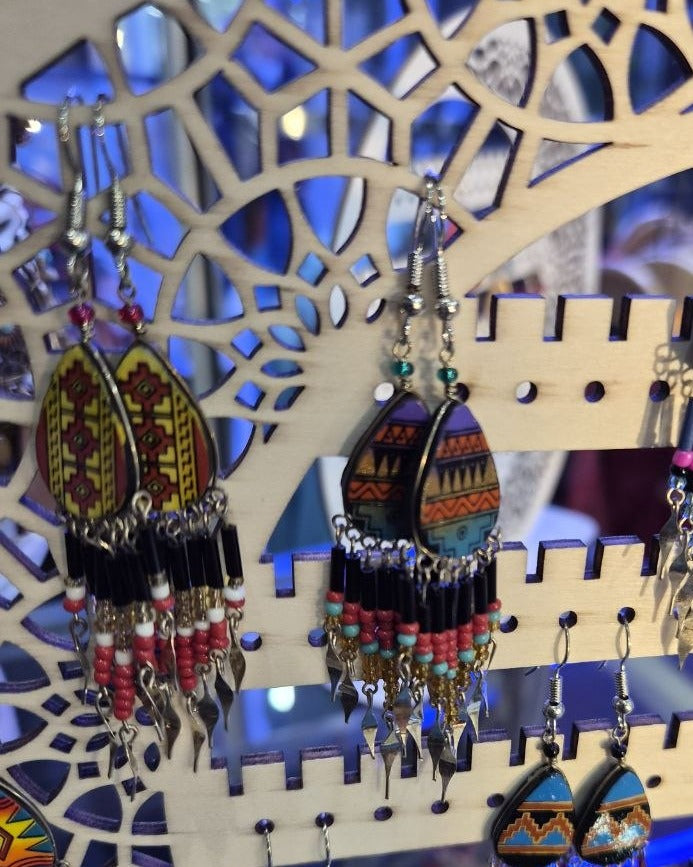 Boucles d'oreilles Inkao Peintes rouge et ocre — Photo 3