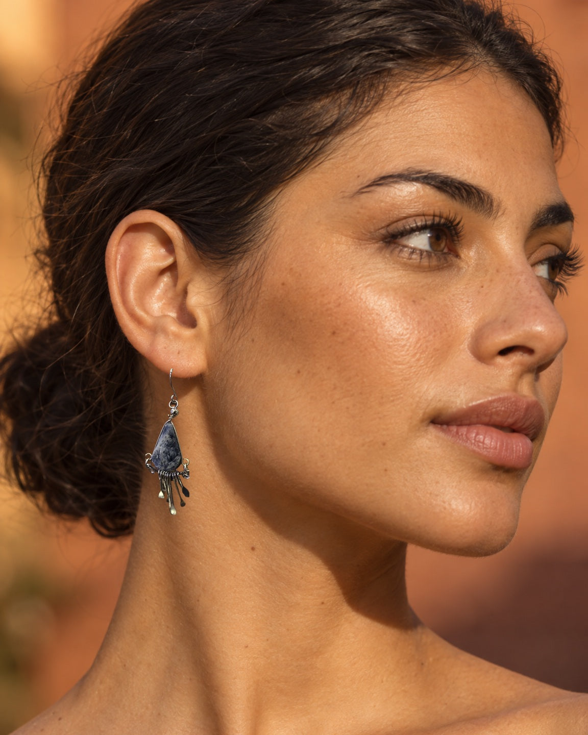 Boucles d'oreilles Inkao Pierre bleue — Photo 2