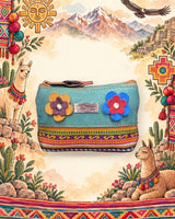 Porte-monnaie Inkao – Turquoise à fleurs