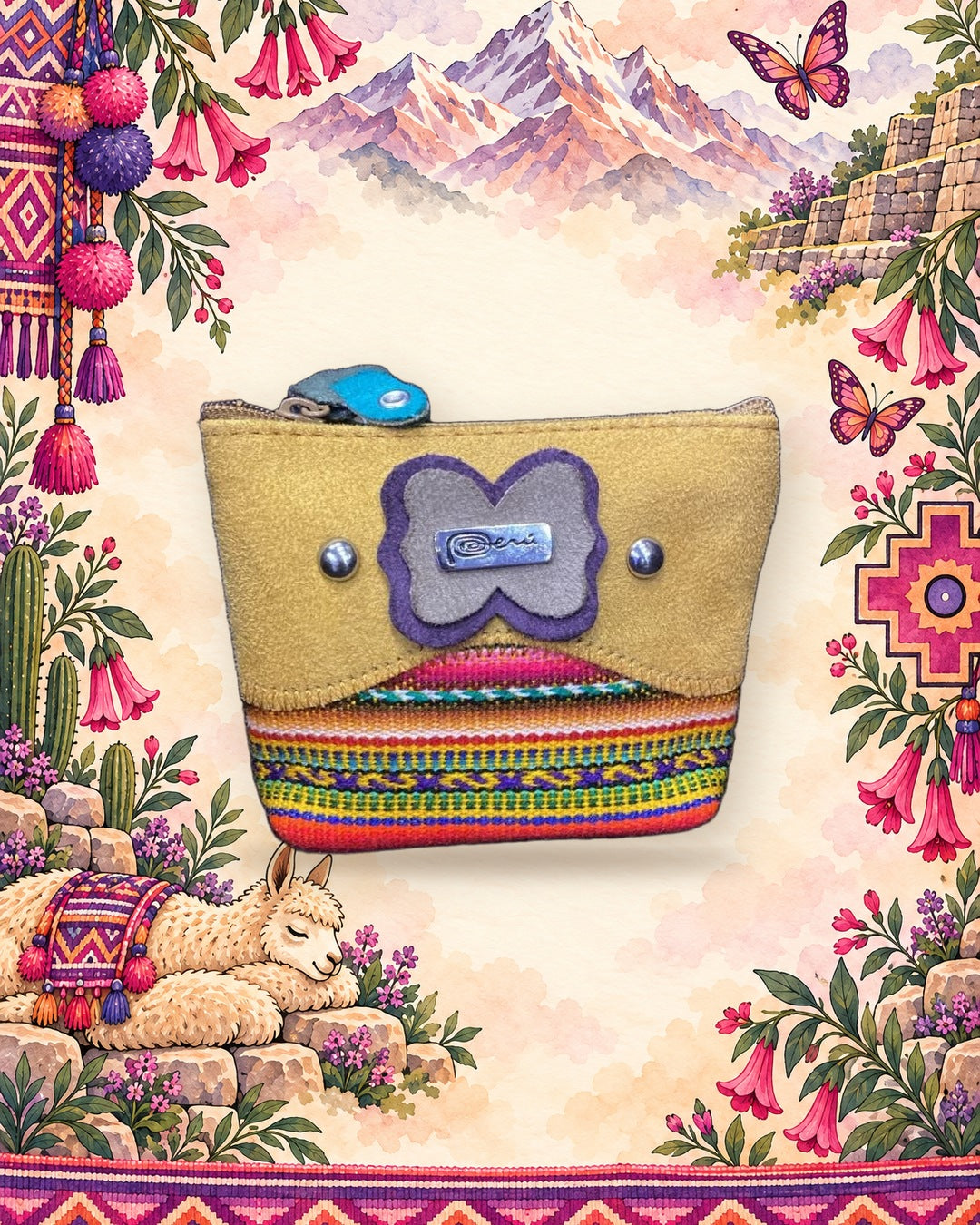 Porte-monnaie Inkao Camel papillon violet — Photo 1