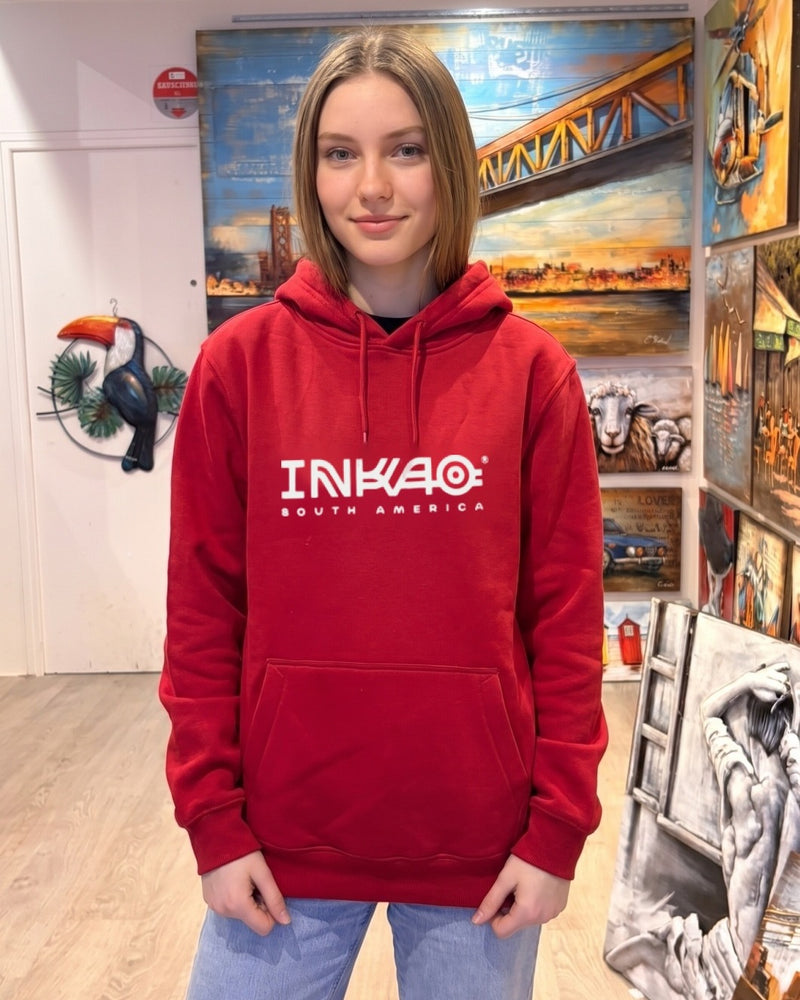 Sweat à capuche Inkao Collector bordeaux porté